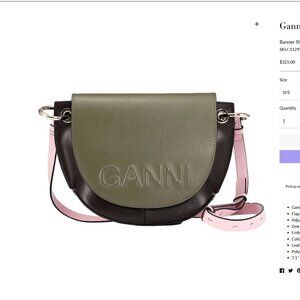 Ganni Banner Shoulder Bag in Kalamata Green Brown Pink